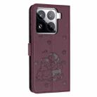 For Xiaomi 15 Pro Embossed Kitten Phone Leather Case with Lanyard(Wine Red) - 3