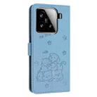 For Xiaomi 15 Embossed Kitten Phone Leather Case with Lanyard(Blue) - 3