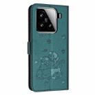 For Xiaomi 15 Embossed Kitten Phone Leather Case with Lanyard(Dark Green) - 3