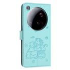 For Xiaomi 15 Ultra Embossed Kitten Phone Leather Case with Lanyard(Mint Green) - 3