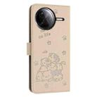 For Xiaomi Poco F7 Pro / F7 Ultra Embossed Kitten Phone Leather Case with Lanyard(Beige) - 3