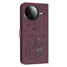 For Xiaomi Poco F7 Pro / F7 Ultra Embossed Kitten Phone Leather Case with Lanyard(Wine Red) - 3