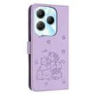 For Tecno Spark 20 Pro Embossed Kitten Phone Leather Case with Lanyard(Purple) - 3