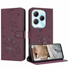 For Tecno Spark 20 Pro Embossed Kitten Phone Leather Case with Lanyard(Wine Red) - 1