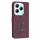 For Tecno Spark 20 Pro Embossed Kitten Phone Leather Case with Lanyard(Wine Red) - 3