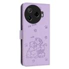 For Tecno Camon 30 Pro 5G Embossed Kitten Phone Leather Case with Lanyard(Purple) - 3