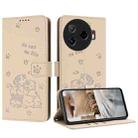 For Tecno Camon 30 Pro 5G Embossed Kitten Phone Leather Case with Lanyard(Beige) - 1