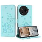 For Tecno Camon 30 Pro 5G Embossed Kitten Phone Leather Case with Lanyard(Mint Green) - 1