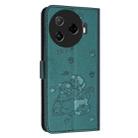 For Tecno Camon 30 Pro 5G Embossed Kitten Phone Leather Case with Lanyard(Dark Green) - 3