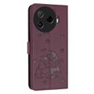 For Tecno Camon 30 Pro 5G Embossed Kitten Phone Leather Case with Lanyard(Wine Red) - 3