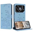 For Tecno Pova 6 Pro / Pova 6 5G Embossed Kitten Phone Leather Case with Lanyard(Blue) - 1