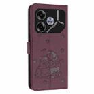 For Tecno Pova 6 Pro / Pova 6 5G Embossed Kitten Phone Leather Case with Lanyard(Wine Red) - 3