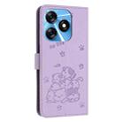 For Tecno Spark 10 4G / Spark 10C Embossed Kitten Phone Leather Case with Lanyard(Purple) - 3