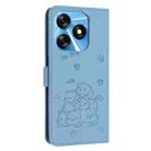 For Tecno Spark 10 4G / Spark 10C Embossed Kitten Phone Leather Case with Lanyard(Blue) - 3