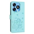 For Tecno Spark 10 4G / Spark 10C Embossed Kitten Phone Leather Case with Lanyard(Mint Green) - 3