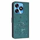 For Tecno Spark 10 4G / Spark 10C Embossed Kitten Phone Leather Case with Lanyard(Dark Green) - 3