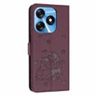 For Tecno Spark 10 4G / Spark 10C Embossed Kitten Phone Leather Case with Lanyard(Wine Red) - 3