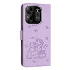 For Tecno Spark Go 2023 Embossed Kitten Phone Leather Case with Lanyard(Purple) - 3