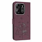 For Tecno Spark Go 2023 Embossed Kitten Phone Leather Case with Lanyard(Wine Red) - 3