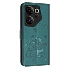 For Tecno Camon 20 Premier Embossed Kitten Phone Leather Case with Lanyard(Dark Green) - 3