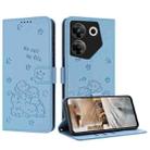 For Tecno Camon 20 Pro 5G Embossed Kitten Phone Leather Case with Lanyard(Blue) - 1