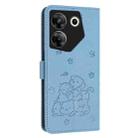 For Tecno Camon 20 Pro 5G Embossed Kitten Phone Leather Case with Lanyard(Blue) - 3