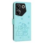 For Tecno Camon 20 Pro 5G Embossed Kitten Phone Leather Case with Lanyard(Mint Green) - 3