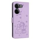 For Tecno Camon 20 Pro 4G / Camon 20 Embossed Kitten Phone Leather Case with Lanyard(Purple) - 3