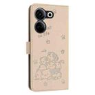 For Tecno Camon 20 Pro 4G / Camon 20 Embossed Kitten Phone Leather Case with Lanyard(Beige) - 3