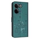 For Tecno Camon 20 Pro 4G / Camon 20 Embossed Kitten Phone Leather Case with Lanyard(Dark Green) - 3