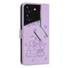 For Tecno Pova 5 Pro Embossed Kitten Phone Leather Case with Lanyard(Purple) - 3