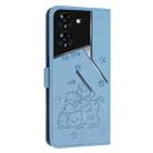 For Tecno Pova 5 Pro Embossed Kitten Phone Leather Case with Lanyard(Blue) - 3