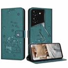 For Tecno Pova 5 Pro Embossed Kitten Phone Leather Case with Lanyard(Dark Green) - 1