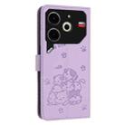 For Tecno Pova 6 Neo Embossed Kitten Phone Leather Case with Lanyard(Purple) - 3