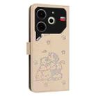 For Tecno Pova 6 Neo Embossed Kitten Phone Leather Case with Lanyard(Beige) - 3