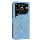 For Tecno Pova 6 Neo Embossed Kitten Phone Leather Case with Lanyard(Blue) - 3