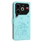 For Tecno Pova 6 Neo Embossed Kitten Phone Leather Case with Lanyard(Mint Green) - 3