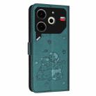 For Tecno Pova 6 Neo Embossed Kitten Phone Leather Case with Lanyard(Dark Green) - 3