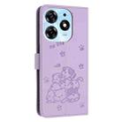 For Tecno Spark 10 Pro / K17 4G Embossed Kitten Phone Leather Case with Lanyard(Purple) - 3