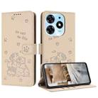 For Tecno Spark 10 Pro / K17 4G Embossed Kitten Phone Leather Case with Lanyard(Beige) - 1