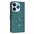 For Tecno Spark 10 Pro / K17 4G Embossed Kitten Phone Leather Case with Lanyard(Dark Green) - 3