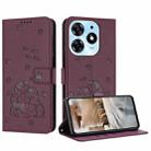 For Tecno Spark 10 Pro / K17 4G Embossed Kitten Phone Leather Case with Lanyard(Wine Red) - 1