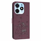 For Tecno Spark 10 Pro / K17 4G Embossed Kitten Phone Leather Case with Lanyard(Wine Red) - 3