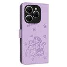 For Tecno Spark 20 Pro 5G Embossed Kitten Phone Leather Case with Lanyard(Purple) - 3