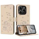 For Tecno Spark 20 Pro 5G Embossed Kitten Phone Leather Case with Lanyard(Beige) - 1