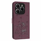 For Tecno Spark 20 Pro 5G Embossed Kitten Phone Leather Case with Lanyard(Wine Red) - 3