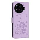 For Tecno Spark 20 Pro+ 4G Embossed Kitten Phone Leather Case with Lanyard(Purple) - 3