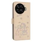 For Tecno Spark 20 Pro+ 4G Embossed Kitten Phone Leather Case with Lanyard(Beige) - 3