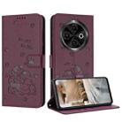 For Tecno Spark 30C Embossed Kitten Phone Leather Case with Lanyard(Wine Red) - 1