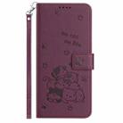 For Tecno Spark 30C Embossed Kitten Phone Leather Case with Lanyard(Wine Red) - 2